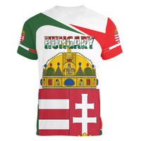 Hungary Women V-Neck T-Shirt with Budapest Heart Illustration Design and Crown Emblem - Wonder Print Shop