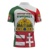 Hungary Zipper Polo Shirt with Budapest Heart Illustration Design and Crown Emblem - Wonder Print Shop
