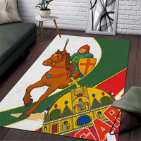 Hungary Area Rug with Knight and Angel Illustration Design and National Crest - Wonder Print Shop