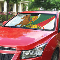 Hungary Auto Sun Shade with Knight and Angel Illustration Design and National Crest - Wonder Print Shop