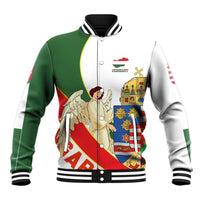 Hungary Baseball Jacket with Knight and Angel Illustration Design and National Crest - Wonder Print Shop