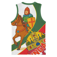 Hungary Basketball Jersey with Knight and Angel Illustration Design and National Crest - Wonder Print Shop