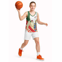 Hungary Basketball Jersey with Knight and Angel Illustration Design and National Crest - Wonder Print Shop