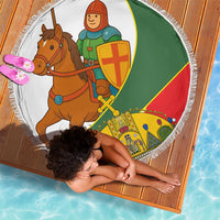 Hungary Beach Blanket with Knight and Angel Illustration Design and National Crest - Wonder Print Shop