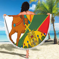 Hungary Beach Blanket with Knight and Angel Illustration Design and National Crest - Wonder Print Shop