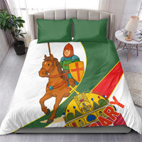 Hungary Bedding Set with Knight and Angel Illustration Design and National Crest - Wonder Print Shop