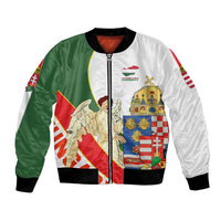 Hungary Bomber Jacket with Knight and Angel Illustration Design and National Crest - Wonder Print Shop