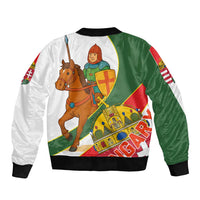 Hungary Bomber Jacket with Knight and Angel Illustration Design and National Crest - Wonder Print Shop