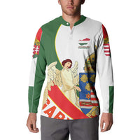 Hungary Button Sweatshirt with Knight and Angel Illustration Design and National Crest - Wonder Print Shop