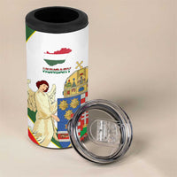 Hungary 4 in 1 Can Cooler Tumbler with Knight and Angel Illustration Design and National Crest - Wonder Print Shop