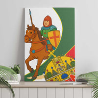Hungary Canvas Wall Art with Knight and Angel Illustration Design and National Crest - Wonder Print Shop