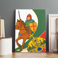 Hungary Canvas Wall Art with Knight and Angel Illustration Design and National Crest - Wonder Print Shop