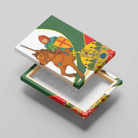 Hungary Canvas Wall Art with Knight and Angel Illustration Design and National Crest - Wonder Print Shop