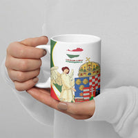 Hungary Ceramic Mug with Knight and Angel Illustration Design and National Crest - Wonder Print Shop
