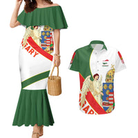 Hungary Couples Matching Mermaid Dress and Hawaiian Shirt with Knight and Angel Illustration Design and National Crest - Wonder Print Shop