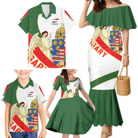 Hungary Family Matching Mermaid Dress and Hawaiian Shirt with Knight and Angel Illustration Design and National Crest - Wonder Print Shop