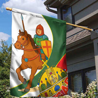 Hungary Garden Flag with Knight and Angel Illustration Design and National Crest - Wonder Print Shop