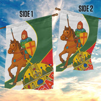 Hungary Garden Flag with Knight and Angel Illustration Design and National Crest - Wonder Print Shop