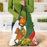 Hungary Grocery Bag with Knight and Angel Illustration Design and National Crest - Wonder Print Shop
