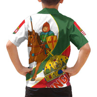 Hungary Kid Hawaiian Shirt with Knight and Angel Illustration Design and National Crest - Wonder Print Shop