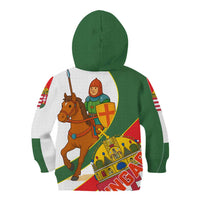 Hungary Kid Hoodie with Knight and Angel Illustration Design and National Crest - Wonder Print Shop