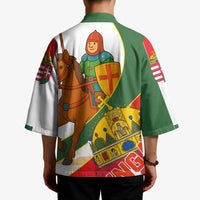 Hungary Kimono with Knight and Angel Illustration Design and National Crest - Wonder Print Shop