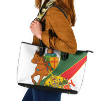 Hungary Leather Tote Bag with Knight and Angel Illustration Design and National Crest - Wonder Print Shop
