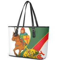 Hungary Leather Tote Bag with Knight and Angel Illustration Design and National Crest - Wonder Print Shop