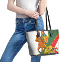 Hungary Leather Tote Bag with Knight and Angel Illustration Design and National Crest - Wonder Print Shop