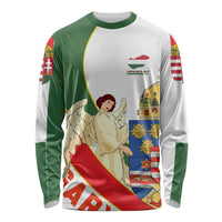 Hungary Long Sleeve Shirt with Knight and Angel Illustration Design and National Crest - Wonder Print Shop