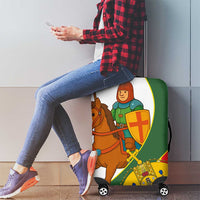 Hungary Luggage Cover with Knight and Angel Illustration Design and National Crest - Wonder Print Shop