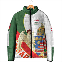 Hungary Padded Jacket with Knight and Angel Illustration Design and National Crest - Wonder Print Shop