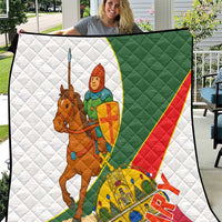 Hungary Quilt with Knight and Angel Illustration Design and National Crest - Wonder Print Shop