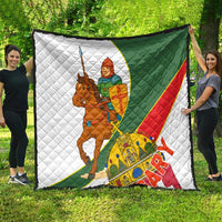 Hungary Quilt with Knight and Angel Illustration Design and National Crest - Wonder Print Shop