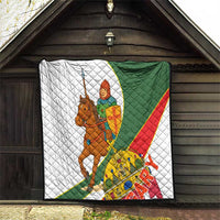 Hungary Quilt with Knight and Angel Illustration Design and National Crest - Wonder Print Shop
