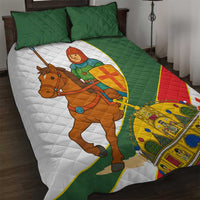 Hungary Quilt Bed Set with Knight and Angel Illustration Design and National Crest - Wonder Print Shop