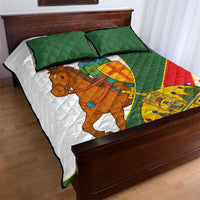 Hungary Quilt Bed Set with Knight and Angel Illustration Design and National Crest - Wonder Print Shop