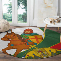 Hungary Round Carpet with Knight and Angel Illustration Design and National Crest - Wonder Print Shop