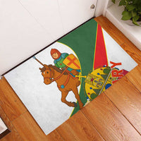 Hungary Rubber Doormat with Knight and Angel Illustration Design and National Crest - Wonder Print Shop