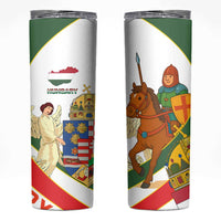 Hungary Skinny Tumbler with Knight and Angel Illustration Design and National Crest - Wonder Print Shop