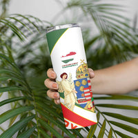 Hungary Skinny Tumbler with Knight and Angel Illustration Design and National Crest - Wonder Print Shop