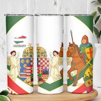 Hungary Skinny Tumbler with Knight and Angel Illustration Design and National Crest - Wonder Print Shop