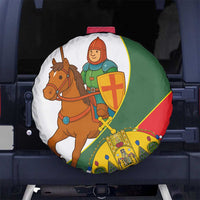 Hungary Spare Tire Cover with Knight and Angel Illustration Design and National Crest - Wonder Print Shop