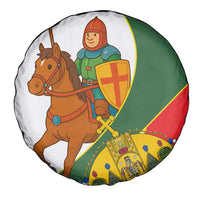 Hungary Spare Tire Cover with Knight and Angel Illustration Design and National Crest - Wonder Print Shop