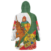 Hungary Wearable Blanket Hoodie with Knight and Angel Illustration Design and National Crest - Wonder Print Shop