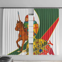Hungary Window Curtain with Knight and Angel Illustration Design and National Crest - Wonder Print Shop