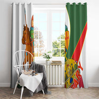 Hungary Window Curtain with Knight and Angel Illustration Design and National Crest - Wonder Print Shop