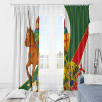Hungary Window Curtain with Knight and Angel Illustration Design and National Crest - Wonder Print Shop