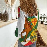 Hungary Women Casual Shirt with Knight and Angel Illustration Design and National Crest - Wonder Print Shop
