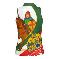 Hungary Women Sleeveless Polo Shirt with Knight and Angel Illustration Design and National Crest - Wonder Print Shop